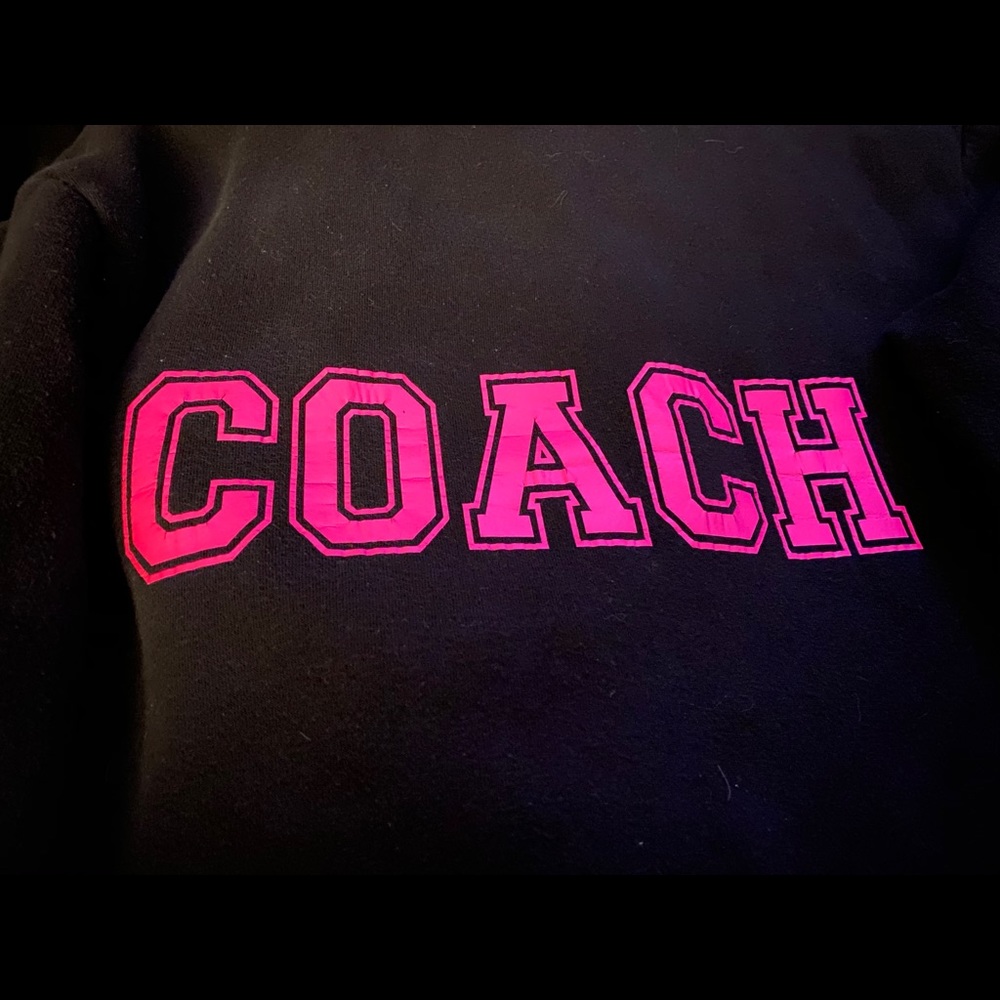 Black Hooded “Coach” Sweatshirt - Size: L